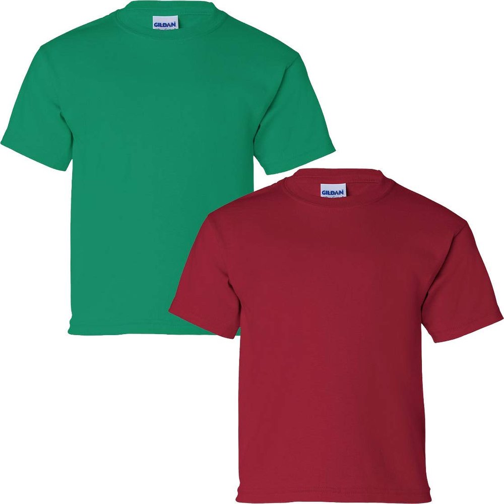 Gildan Kids' Ultra Cotton Youth T-Shirt, 2-Pack LRG-Kelly-Cardinal