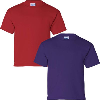 Gildan Kids' Ultra Cotton Youth T-Shirt, 2-Pack SML-Red-Purple