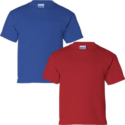 Gildan Kids' Ultra Cotton Youth T-Shirt, 2-Pack XS-Royal-Red