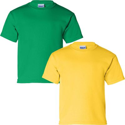 Gildan Kids' Ultra Cotton Youth T-Shirt, 2-Pack LRG-Irishgreen-Daisy