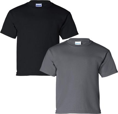 Gildan Kids' Ultra Cotton Youth T-Shirt, 2-Pack SML-Black-Charcoal