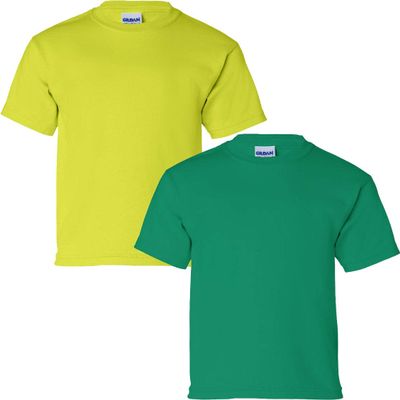 Gildan Kids' Ultra Cotton Youth T-Shirt, 2-Pack SML-SafetyGreen-Kelly