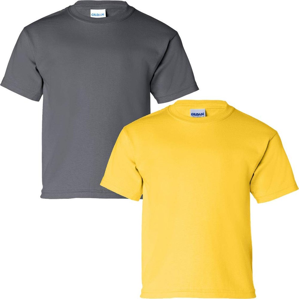 Gildan Kids' Ultra Cotton Youth T-Shirt, 2-Pack XS-Charcoal-Daisy