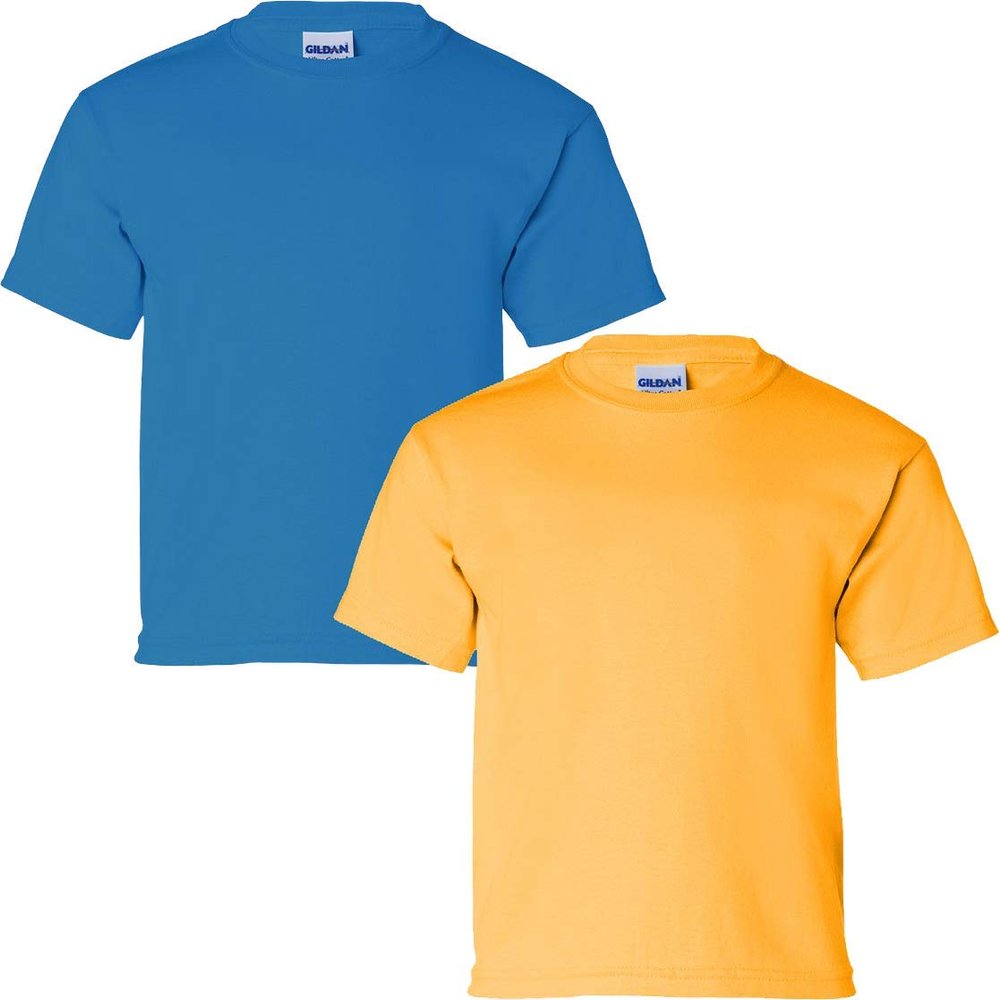 Gildan Kids' Ultra Cotton Youth T-Shirt, 2-Pack MED-Sapphire-Gold
