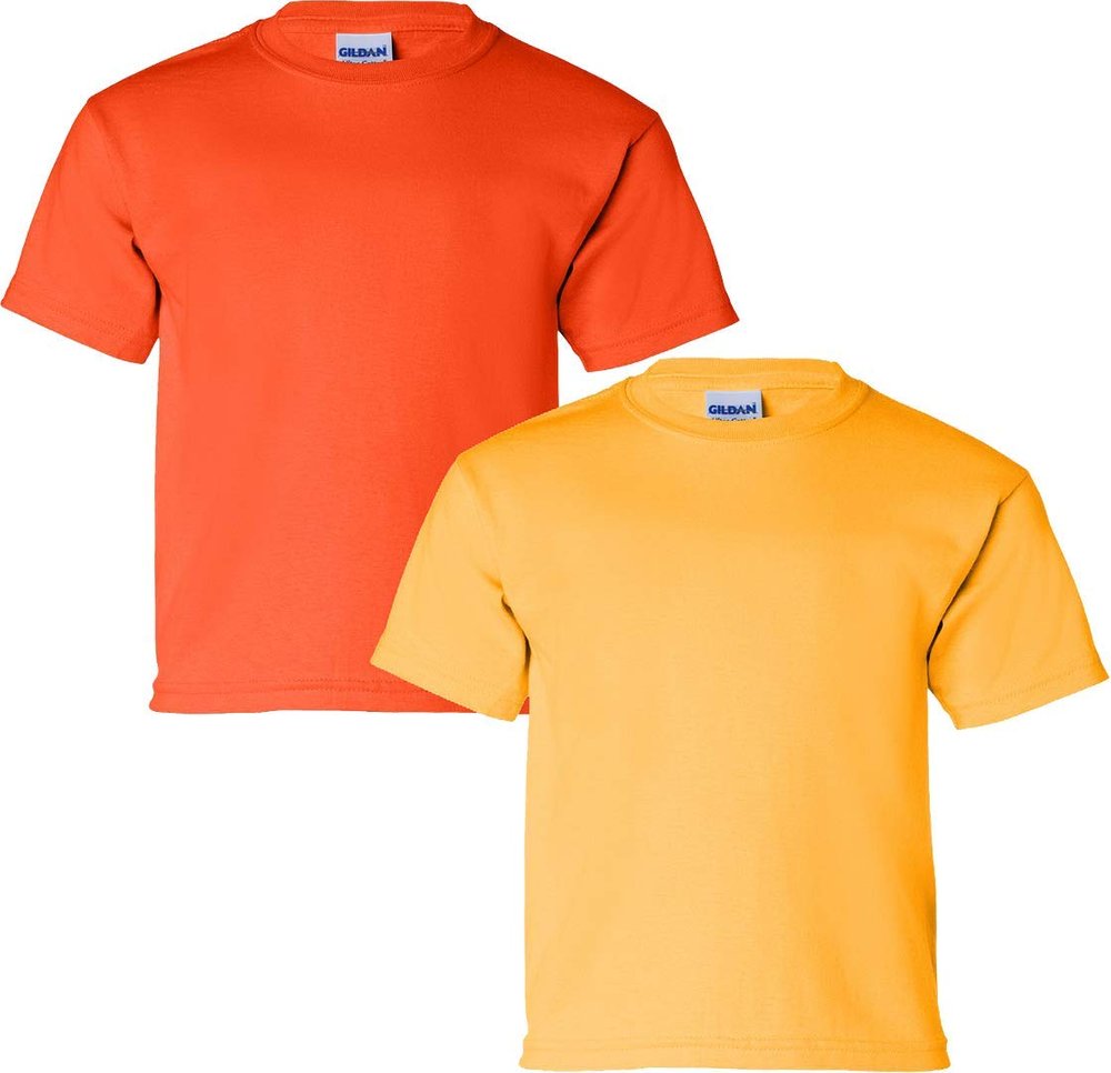 Gildan Kids' Ultra Cotton Youth T-Shirt, 2-Pack SML-Orange-Gold