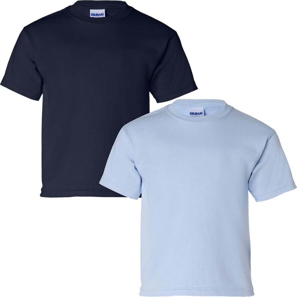 Gildan Kids' Ultra Cotton Youth T-Shirt, 2-Pack MED-Navy-LightBlue