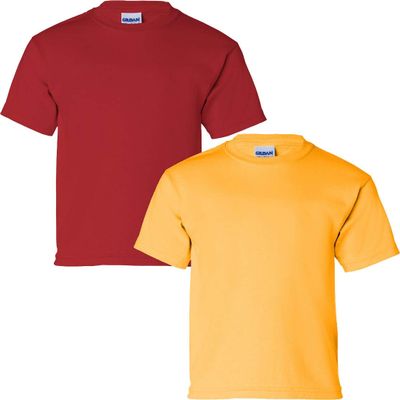 Gildan Kids' Ultra Cotton Youth T-Shirt, 2-Pack LRG-Red-Gold