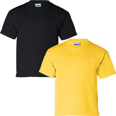 Gildan Kids' Ultra Cotton Youth T-Shirt, 2-Pack SML-Black-Daisy