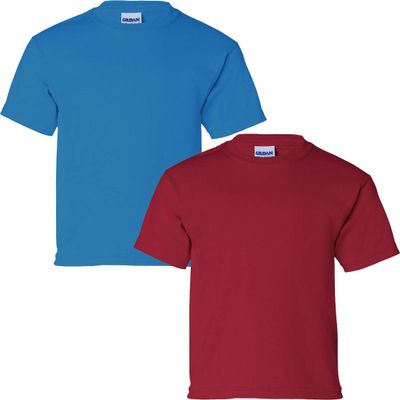 Gildan Kids' Ultra Cotton Youth T-Shirt, 2-Pack SML-Sapphire-Cardinal