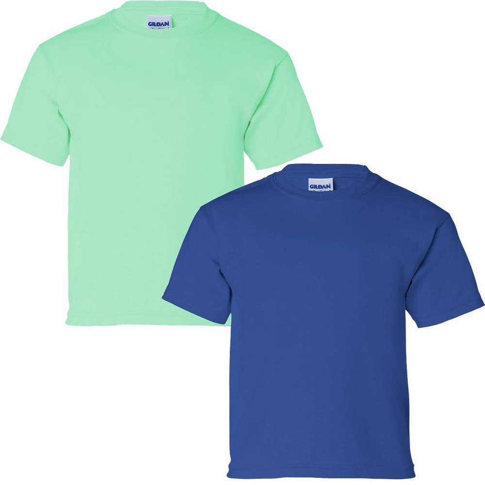 Gildan Kids' Ultra Cotton Youth T-Shirt, 2-Pack SML-Mint-Royal