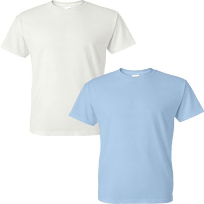 Gildan Mens DryBlend 50 Cotton/50 Poly T-Shirt White/Light Blue