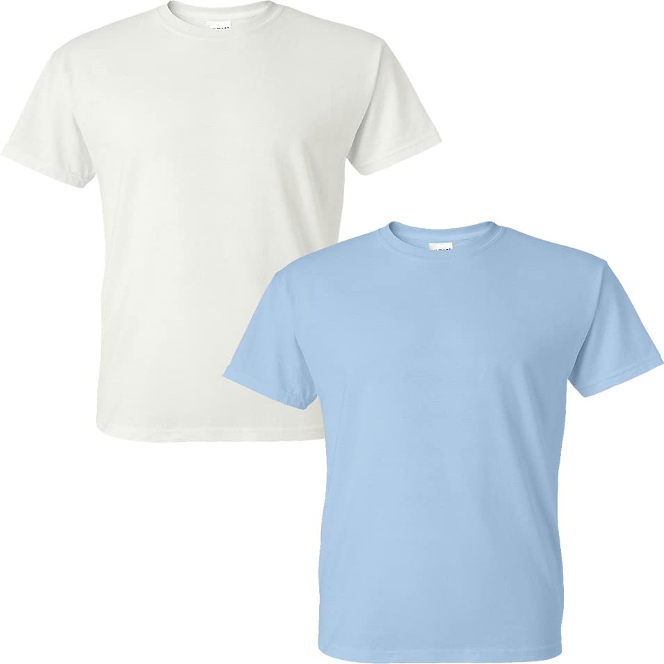 Gildan Mens DryBlend 50 Cotton/50 Poly T-Shirt White/Light Blue