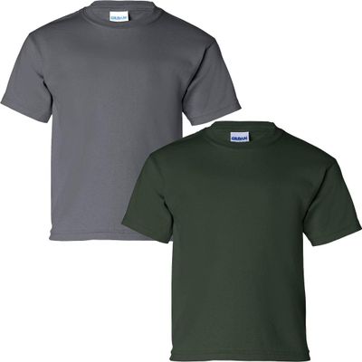 Gildan Kids' Ultra Cotton Youth T-Shirt, 2-Pack MED-Charcoal-Forest