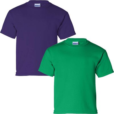 Gildan Kids' Ultra Cotton Youth T-Shirt, 2-Pack XS-Purple-Irishgreen