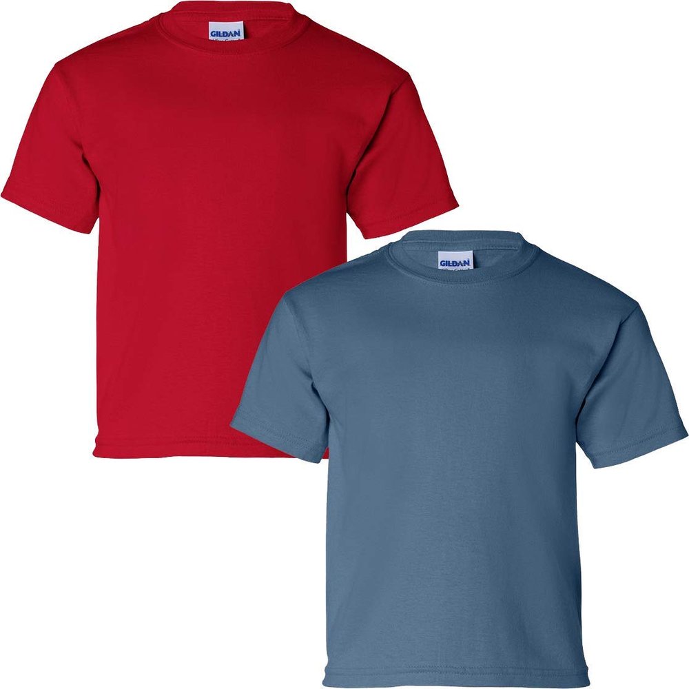 Gildan Kids' Ultra Cotton Youth T-Shirt, 2-Pack SML-Cherry-Indigo