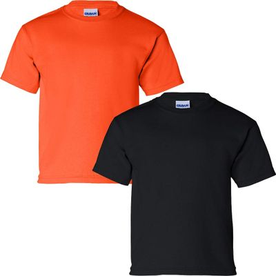 Gildan Kids' Ultra Cotton Youth T-Shirt, 2-Pack LRG-Orange-Black