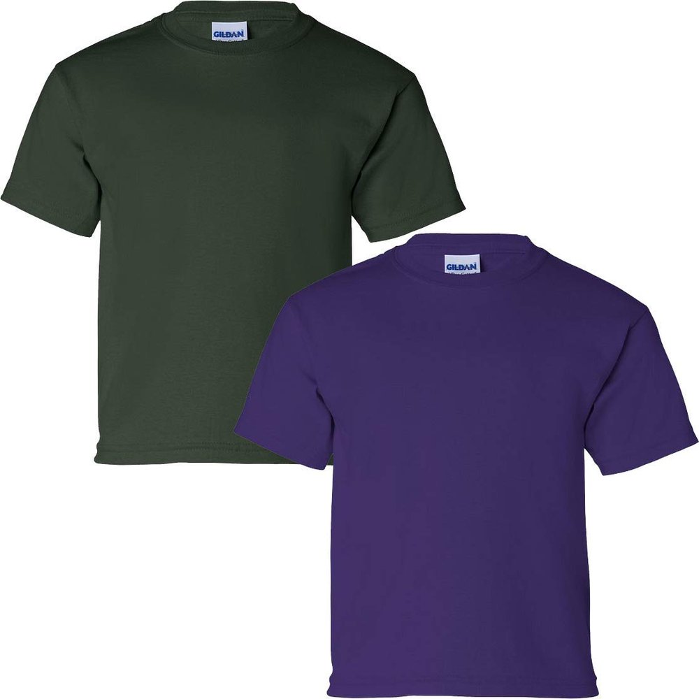 Gildan Kids' Ultra Cotton Youth T-Shirt, 2-Pack LRG-Forest-Purple