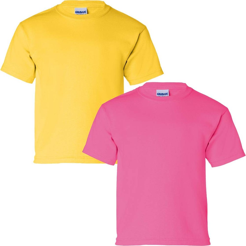 Gildan Kids' Ultra Cotton Youth T-Shirt, 2-Pack MED-Daisy-Heliconia