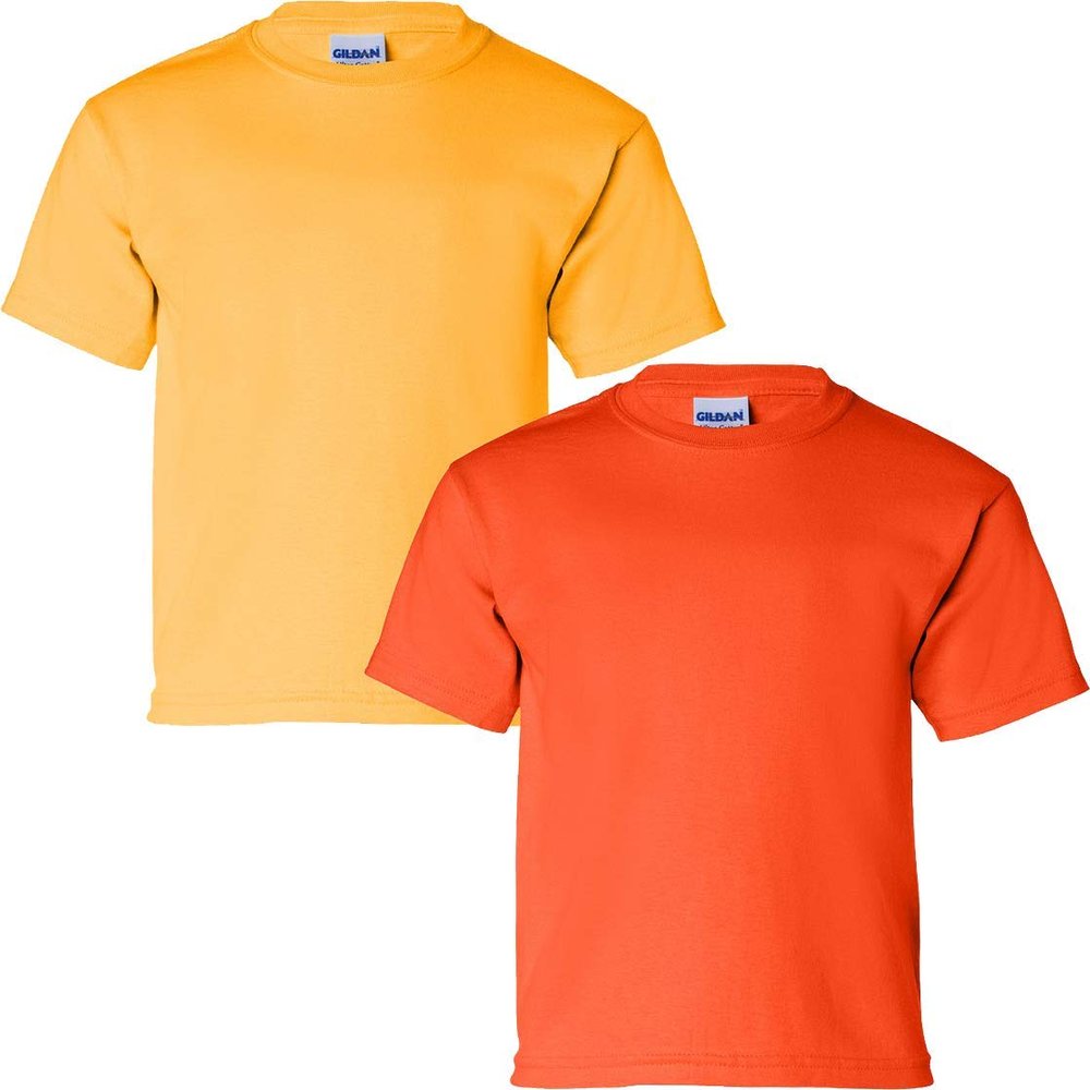 Gildan Kids' Ultra Cotton Youth T-Shirt, 2-Pack SML-Gold-Orange