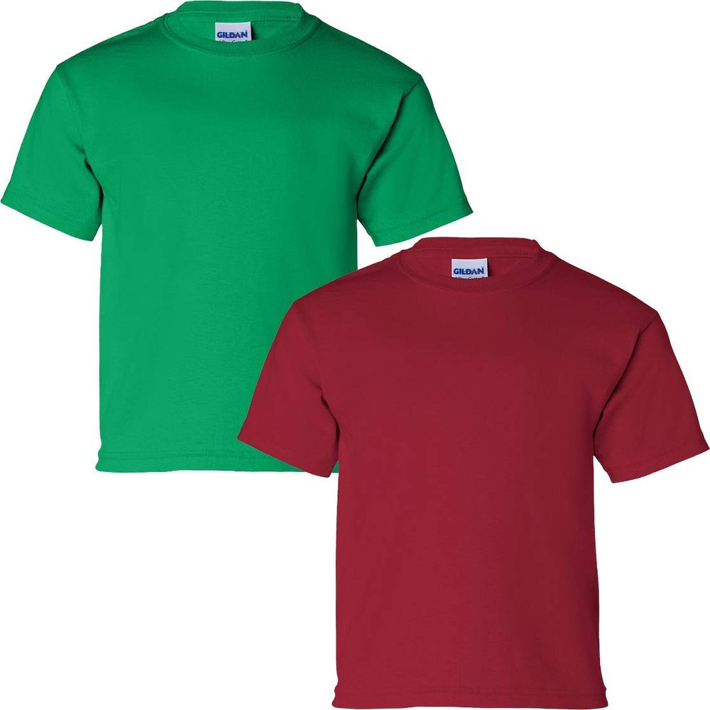 Gildan Kids' Ultra Cotton Youth T-Shirt, 2-Pack XL-Irishgreen-Cardinal