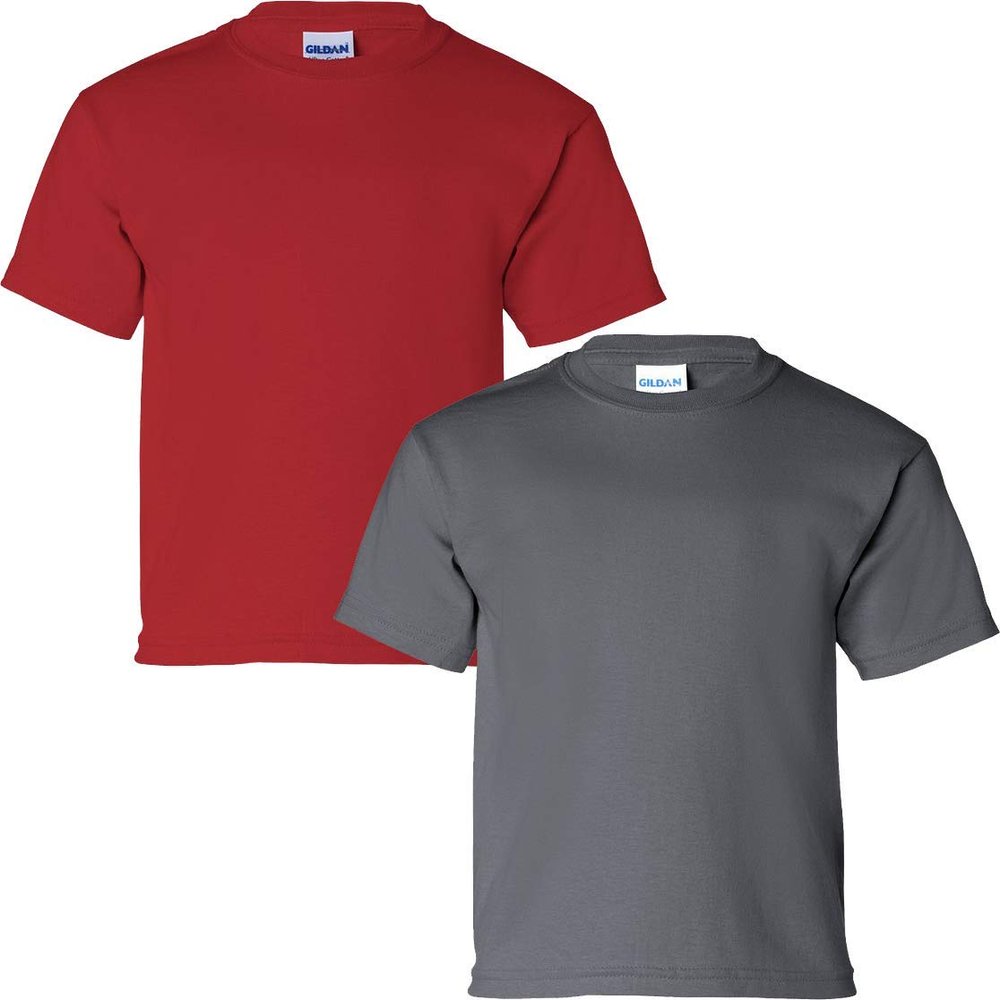 Gildan Kids' Ultra Cotton Youth T-Shirt, 2-Pack LRG-Red-Charcoal