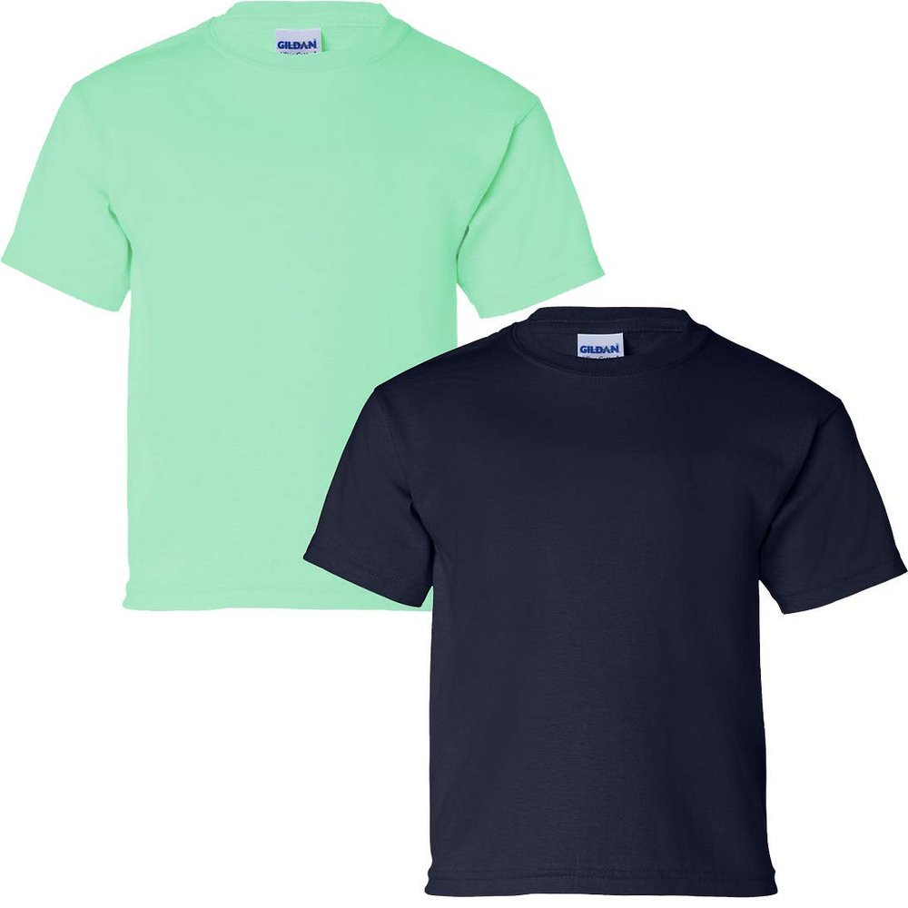 Gildan Kids' Ultra Cotton Youth T-Shirt, 2-Pack MED-Mint-Navy