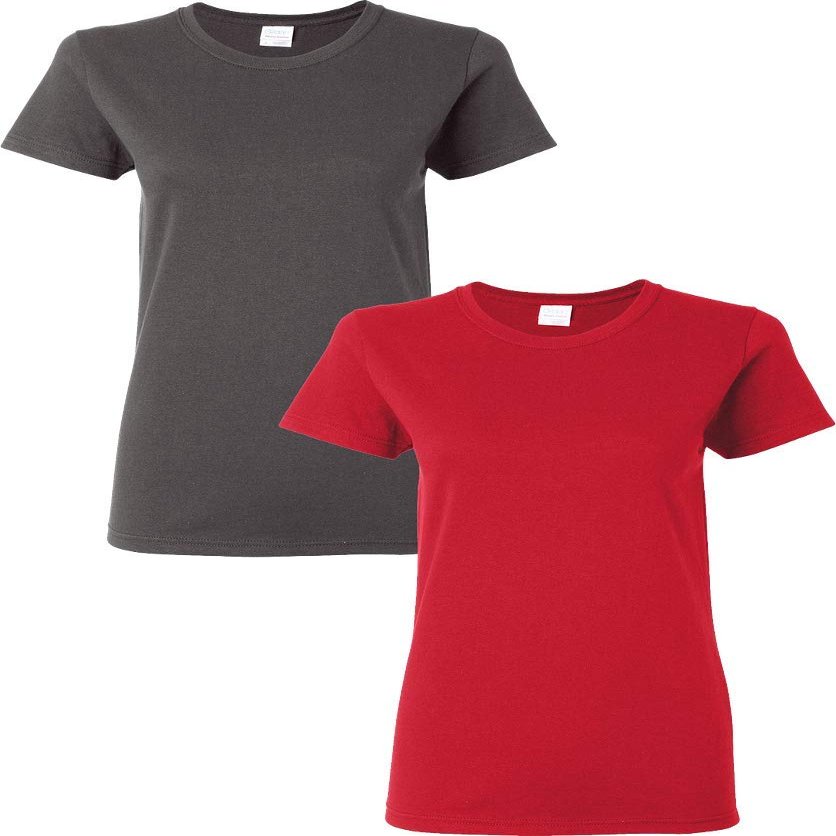 Gildan Women's Heavy Cotton Adult T-Shirt, 2-Pack Charcoal ed