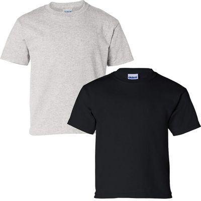 Gildan Kids' Ultra Cotton Youth T-Shirt, 2-Pack XS-Ash-Black