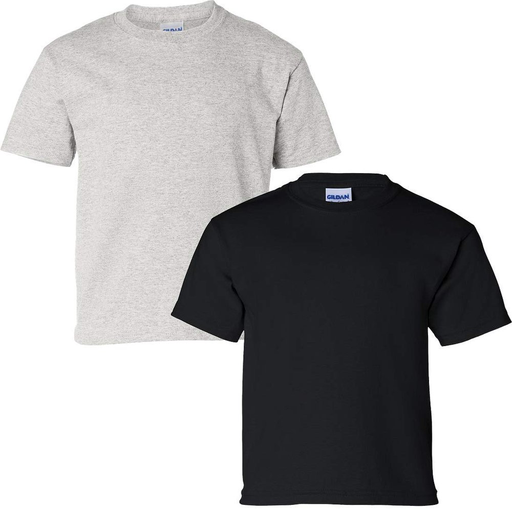 Gildan Kids' Ultra Cotton Youth T-Shirt, 2-Pack XS-Ash-Black