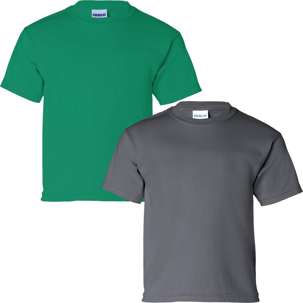 Gildan Kids' Ultra Cotton Youth T-Shirt, 2-Pack MED-Kelly-Charcoal