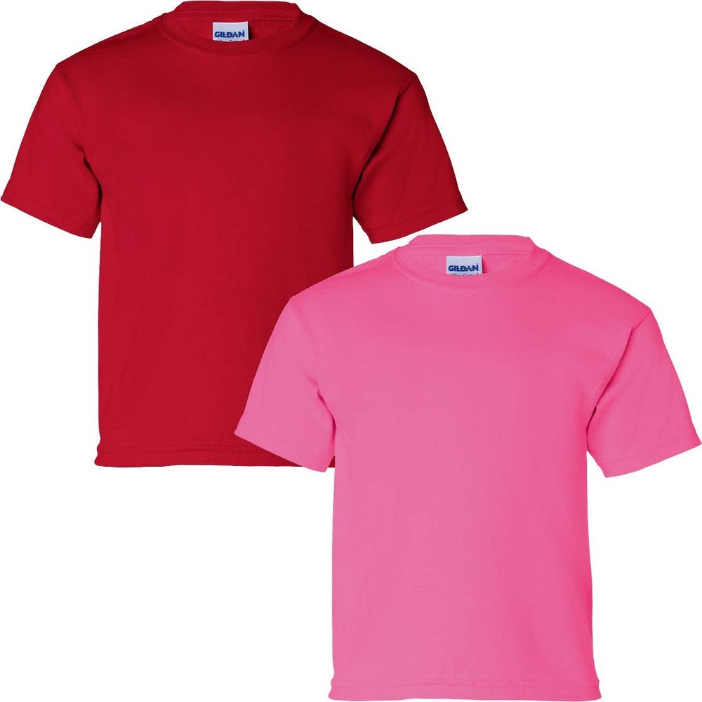 Gildan Kids' Ultra Cotton Youth T-Shirt, 2-Pack LRG-Cherry-Heliconia
