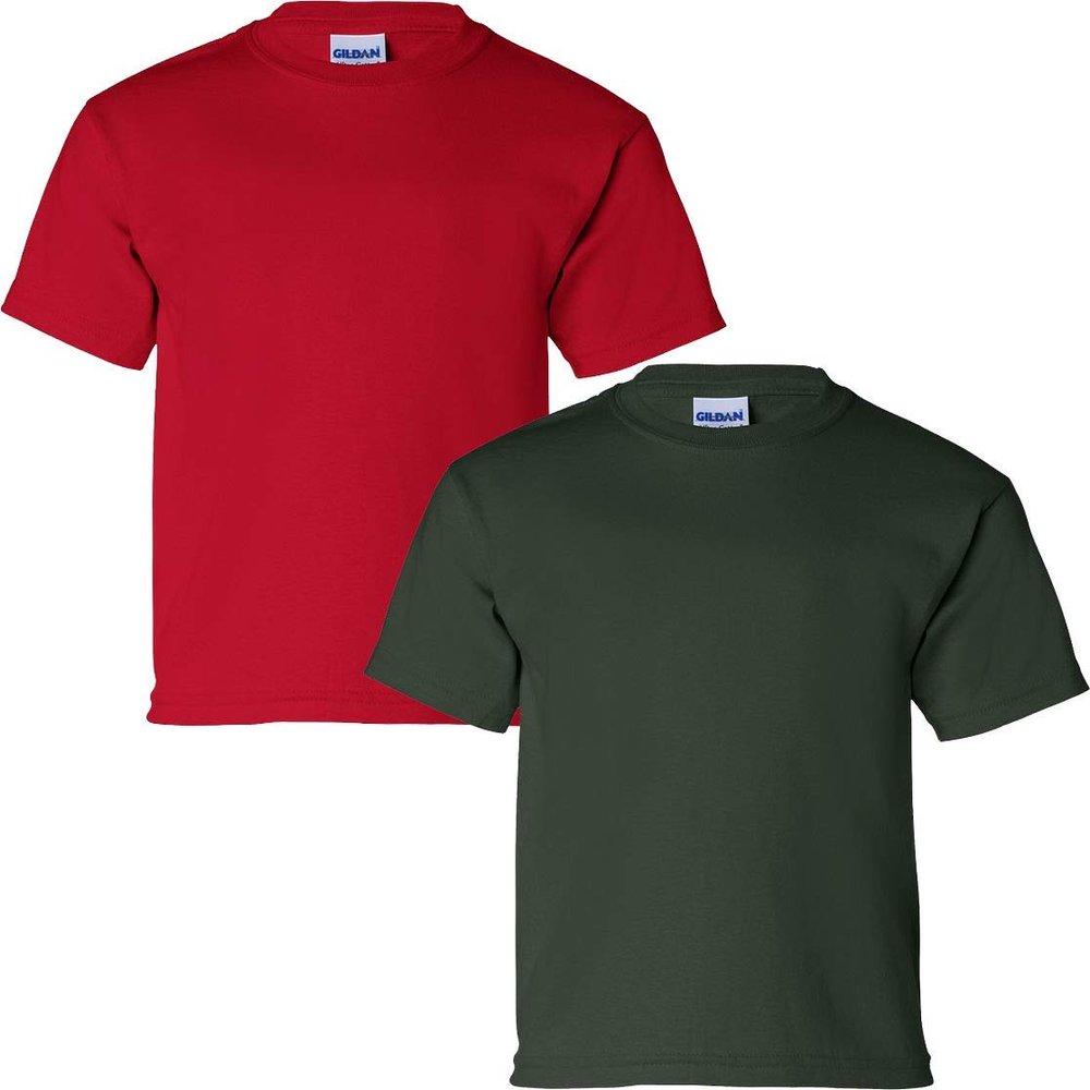 Gildan Kids' Ultra Cotton Youth T-Shirt, 2-Pack SML-Cherry-Forest