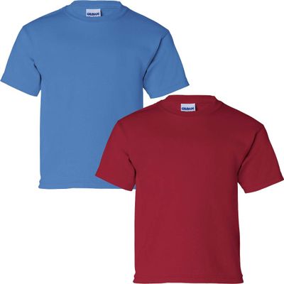 Gildan Kids' Ultra Cotton Youth T-Shirt, 2-Pack SML-Iris-Cardinal