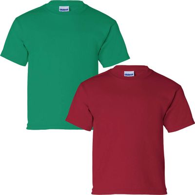 Gildan Kids' Ultra Cotton Youth T-Shirt, 2-Pack XL-Kelly-Cardinal