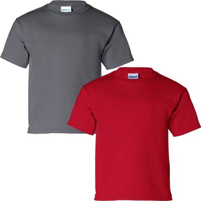 Gildan Kids' Ultra Cotton Youth T-Shirt, 2-Pack SML-Charcoal-Cherry