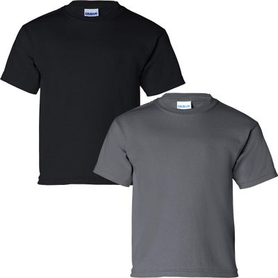 Gildan Kids' Ultra Cotton Youth T-Shirt, 2-Pack XS-Black-Charcoal