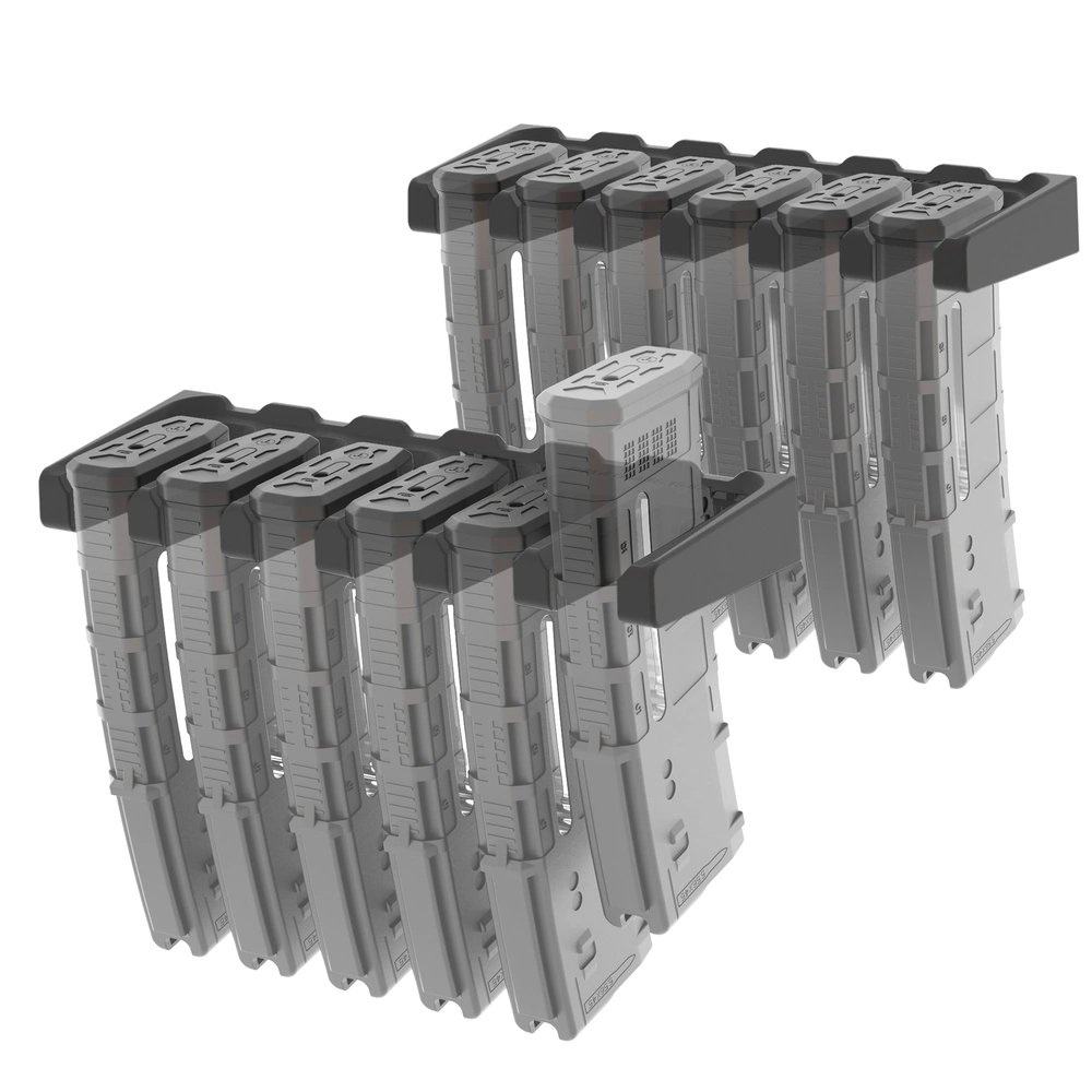 LULACOOL 2Pack 6X Standard Mag Wall Mount,AR Mag Holder, Mag Storage Rack for Amend 2, Hexmags, MFTmags ,Magazine Display for PMAG 30 Round 5.56 223