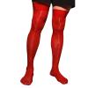 LiiYii Men's Sissy See-Through Thin Silk Stocking Stretchy Sheer Thigh High Socks Underwear Red One Size view 1