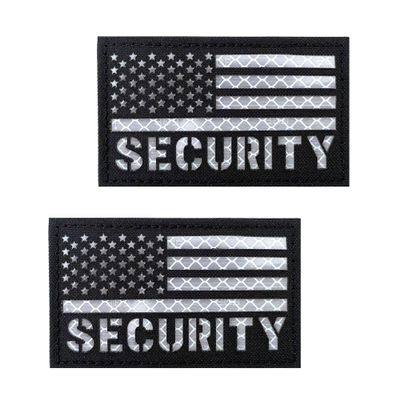 2x3.5 Reflective Security Patch US Flag with Hook Back for Service Harness Tactical Vest Collar Hook-Fastener Backing
