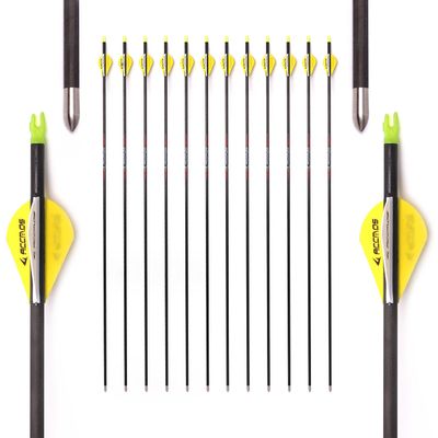 28.5 Inch Arrow 300 Spine Arrow Target Practice Arrow Hunting Arrow Carbon Arrows Compound Bow Recurve Bow Adult Youth Archery Indoor Outdoor Shooting Bullet Tip 12pc