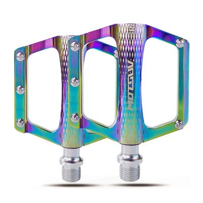 Bicycle pedal aluminium alloy Nonslip DU Bearing Ultralight MTB Mountain Road Bike Pedal M141.25mm Cyclig Components Parts (Multicolor)