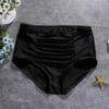 High Waist Women Bikini Bottoms Low Cut Leg Tummy Control Swimsuit Briefs Ruched Pants Shirred Swimming Bottoms Black view 4