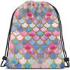 Beabes Mermaid Scales Drawstring Bags Backpack Bag Watercolor Animal Fish Mermaid Tale Pattern Cool Design Modern Sport Gym Sack Drawstring Bag String Bag Yoga Bag for Men Women view 1