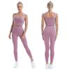 Hansber Women's Basic Yoga Workout Sets Tank Crop Top Sport Bras with Tummy Control Leggings Stretchy Workout Outfits Wide Straps Pink Large view 1