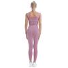 Hansber Women's Basic Yoga Workout Sets Tank Crop Top Sport Bras with Tummy Control Leggings Stretchy Workout Outfits Wide Straps Pink Large view 3