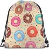 Beabes Donuts Drawstring Bags Backpack Bag Colorful Doughnuts Chocolate Blue Pink Donuts Sweet Food Dessert Sport Gym Sack Drawstring Bag String Bag Yoga Bag for Men Women view 1