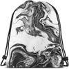 Beabes Abstract Marble Art Drawstring Bags Backpack Bag Black And White Ink Painting Liquid Acrylic Design Artistic Sport Gym Sack Drawstring Bag String Bag Yoga Bag for Men Women view 1