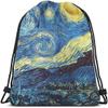 Beabes Drawstring Bags Backpack Bag Starry Night Classic Art Painting Moon Star Universe Vivid Color Magic Sport Gym Sack Drawstring Bag String Bag Yoga Bag for Men Women view 1