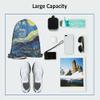Beabes Drawstring Bags Backpack Bag Starry Night Classic Art Painting Moon Star Universe Vivid Color Magic Sport Gym Sack Drawstring Bag String Bag Yoga Bag for Men Women view 3