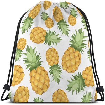Beabes Pineapples Drawstring Bags Backpack Bag Enjoy Summer Time Tropical Fruit Fresh Food Exotic Leaf Holiday Sport Gym Sack Drawstring Bag String Bag Yoga Bag for Men Women